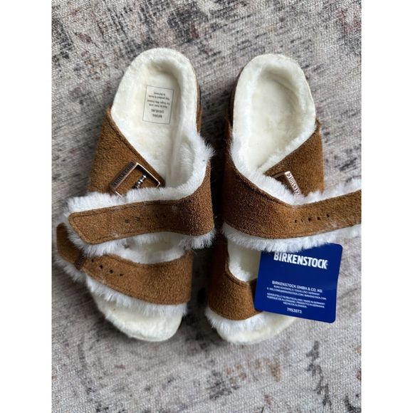 New Birckenstock Arizona Shearling Suede Leather womens sz euro 38 - Narrow - Picture 6 of 9